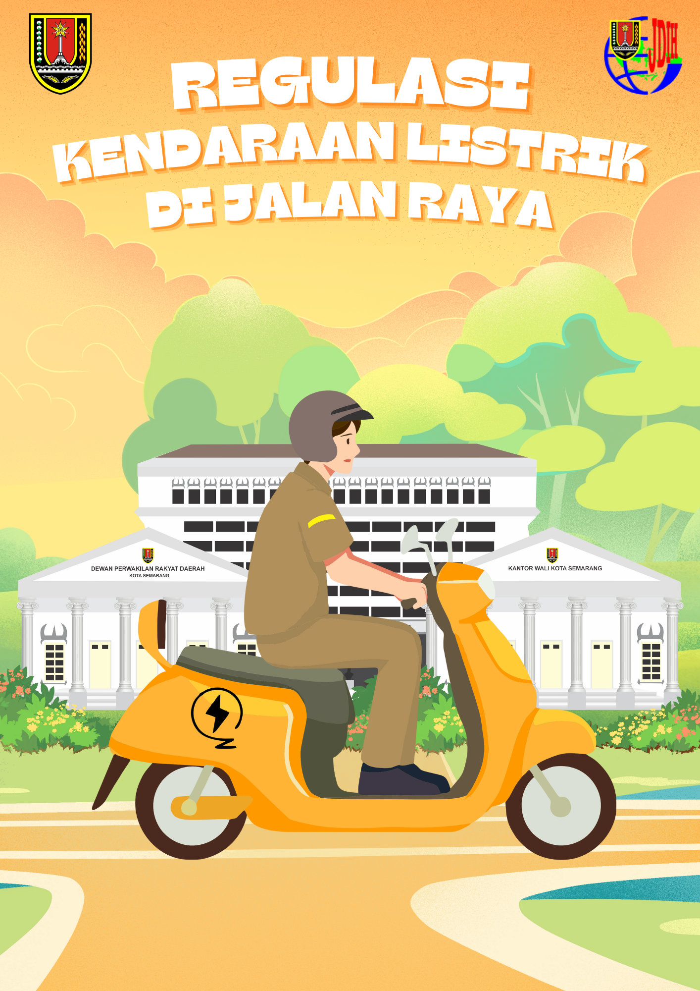 Oranye Ilustrasi Ayo Beralih Ke Kendaraan Listrik Poster(2).png